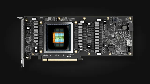 Instinct MI350P PCIe card (bare board) render Instinct MI350P PCIe