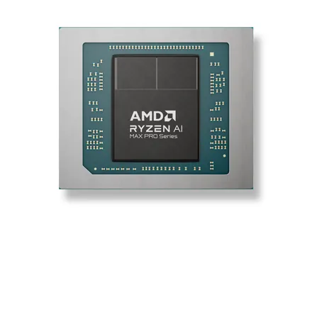 Ryzen AI Max PRO Series chip package render (series image used on the 395 page) Ryzen AI Max+ PRO 395